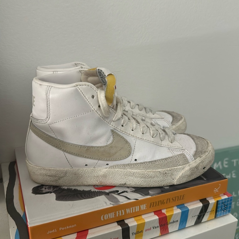 Nike trailblazers in white and grey.